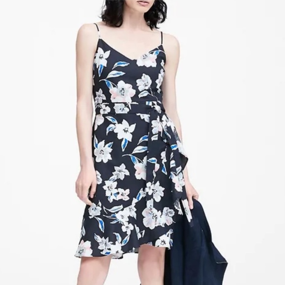 banana republic navy floral dress